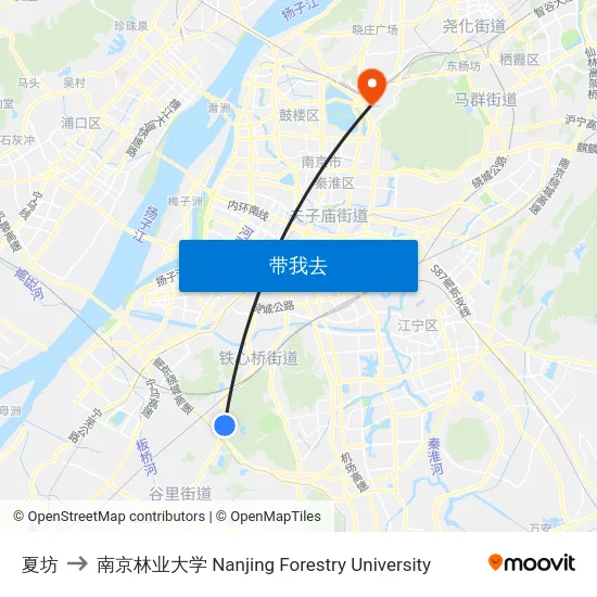 夏坊 to 南京林业大学 Nanjing Forestry University map