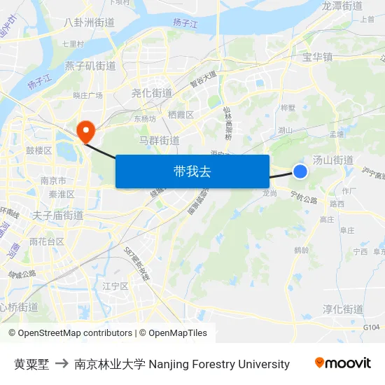 黄粟墅 to 南京林业大学 Nanjing Forestry University map