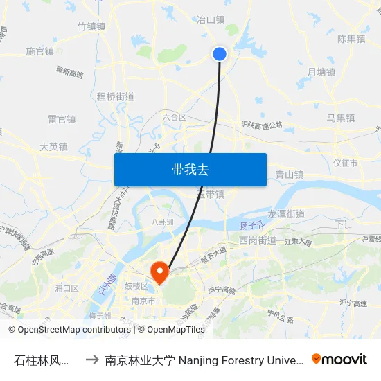 石柱林风景区 to 南京林业大学 Nanjing Forestry University map