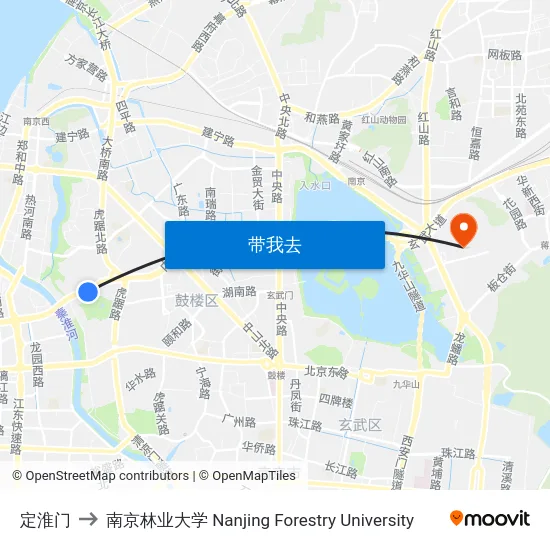 定淮门 to 南京林业大学 Nanjing Forestry University map