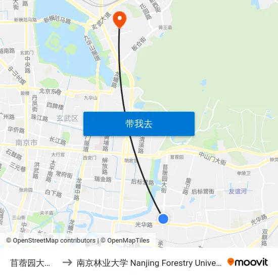 苜蓿园大街南 to 南京林业大学 Nanjing Forestry University map