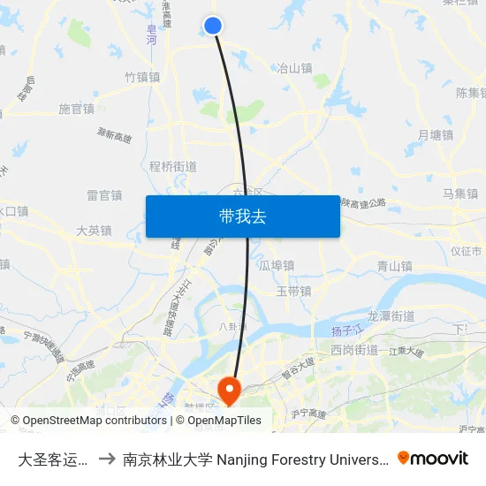 大圣客运站 to 南京林业大学 Nanjing Forestry University map