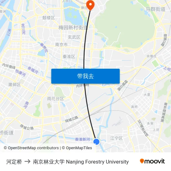 河定桥 to 南京林业大学 Nanjing Forestry University map