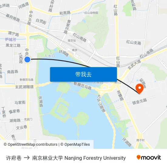 许府巷 to 南京林业大学 Nanjing Forestry University map