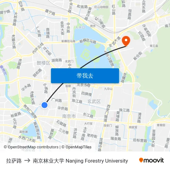 拉萨路 to 南京林业大学 Nanjing Forestry University map