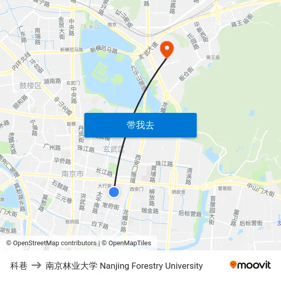 科巷 to 南京林业大学 Nanjing Forestry University map