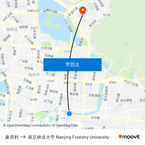象房村 to 南京林业大学 Nanjing Forestry University map