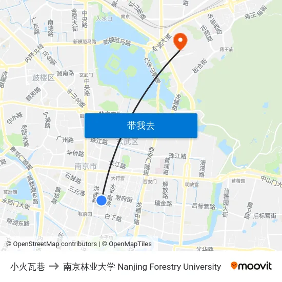 小火瓦巷 to 南京林业大学 Nanjing Forestry University map