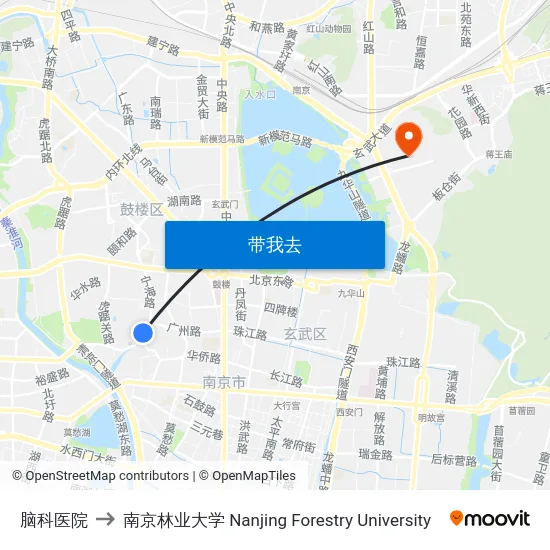 脑科医院 to 南京林业大学 Nanjing Forestry University map