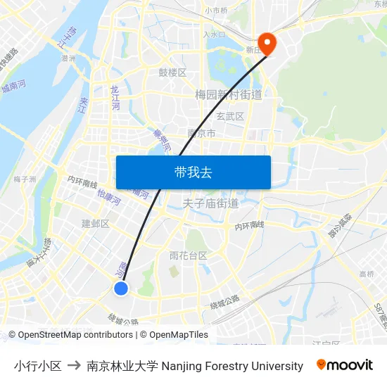 小行小区 to 南京林业大学 Nanjing Forestry University map