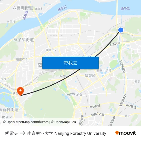 栖霞寺 to 南京林业大学 Nanjing Forestry University map