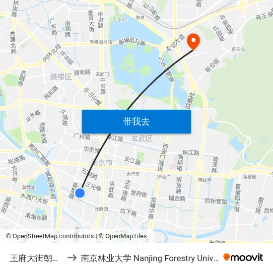 王府大街朝天宫 to 南京林业大学 Nanjing Forestry University map