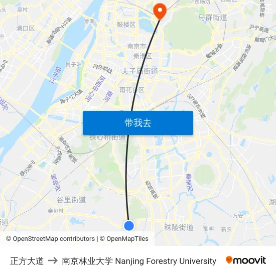 正方大道 to 南京林业大学 Nanjing Forestry University map