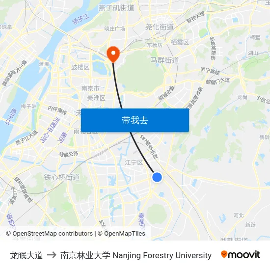 龙眠大道 to 南京林业大学 Nanjing Forestry University map