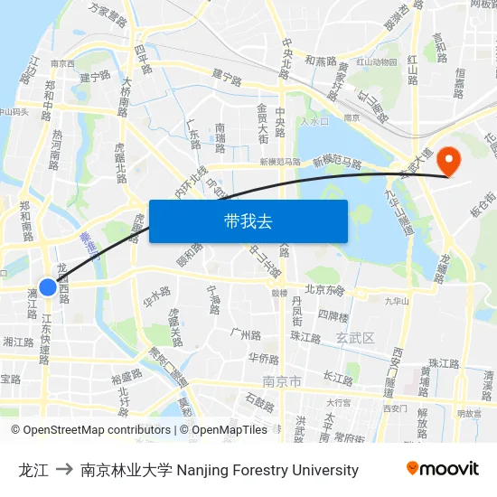 龙江 to 南京林业大学 Nanjing Forestry University map