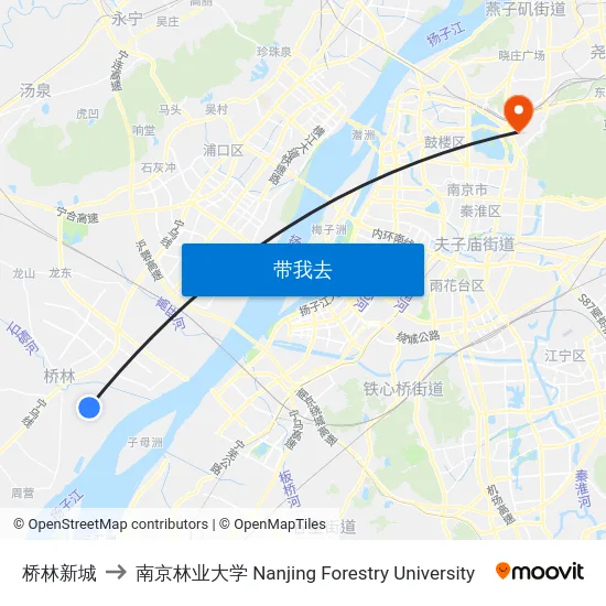 桥林新城 to 南京林业大学 Nanjing Forestry University map