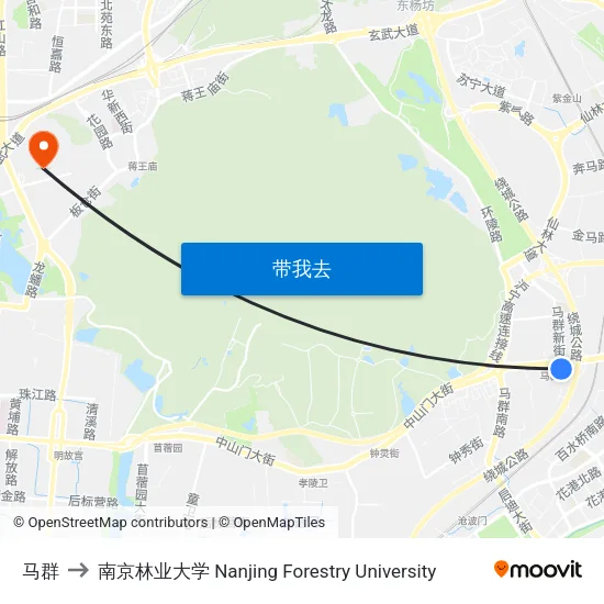 马群 to 南京林业大学 Nanjing Forestry University map