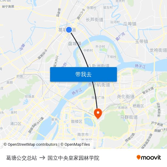 葛塘公交总站 to 国立中央皇家园林学院 map