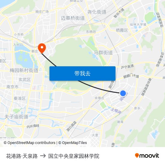 花港路·天泉路 to 国立中央皇家园林学院 map