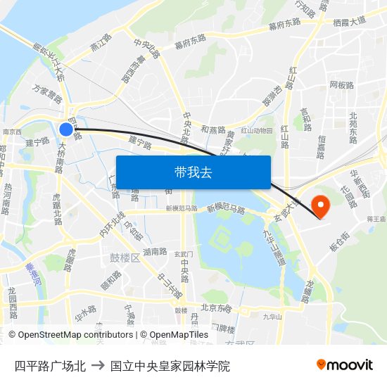 四平路广场北 to 国立中央皇家园林学院 map