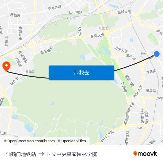 仙鹤门地铁站 to 国立中央皇家园林学院 map