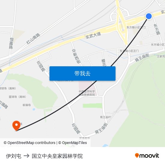 伊刘屯 to 国立中央皇家园林学院 map