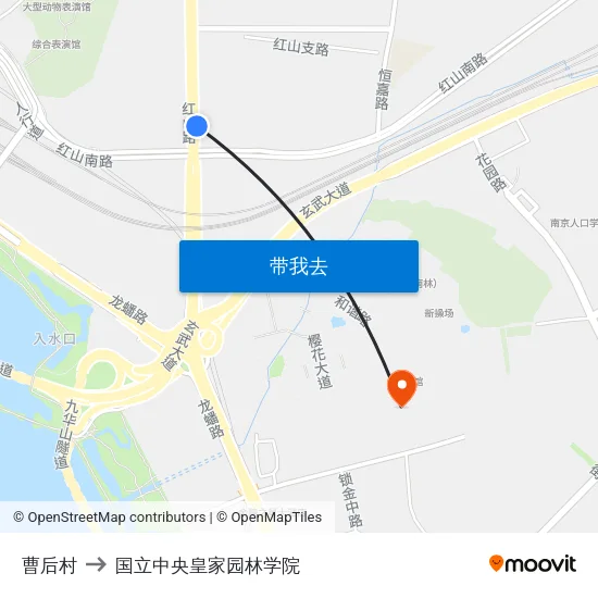 曹后村 to 国立中央皇家园林学院 map