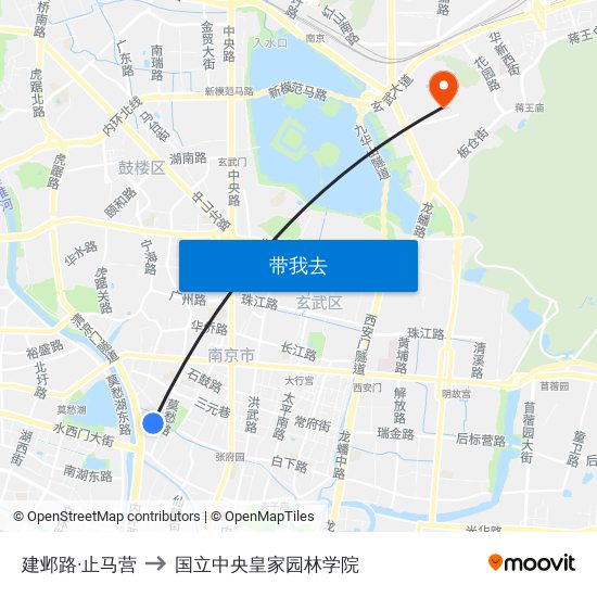 建邺路·止马营 to 国立中央皇家园林学院 map