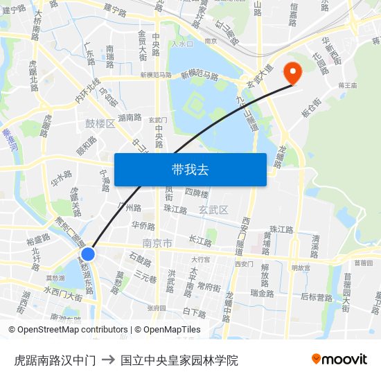 虎踞南路汉中门 to 国立中央皇家园林学院 map