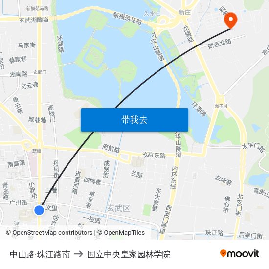 中山路·珠江路南 to 国立中央皇家园林学院 map