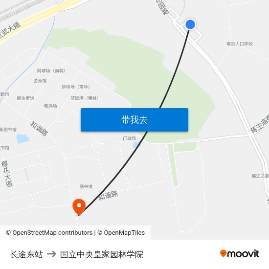 长途东站 to 国立中央皇家园林学院 map