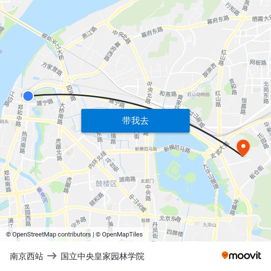 南京西站 to 国立中央皇家园林学院 map