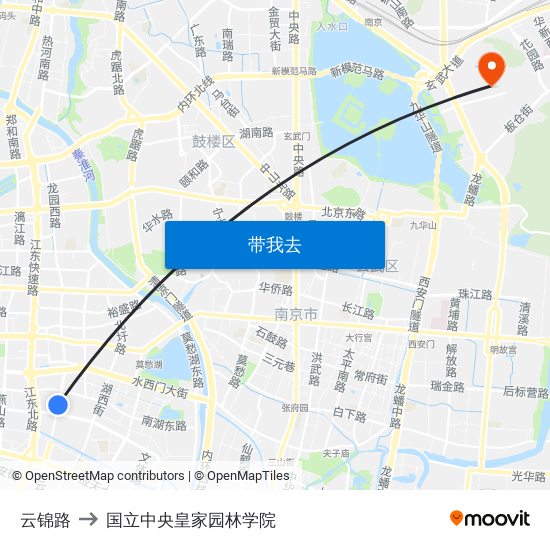 云锦路 to 国立中央皇家园林学院 map