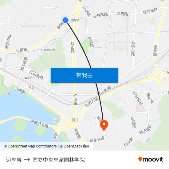 迈皋桥 to 国立中央皇家园林学院 map