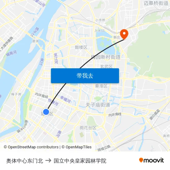 奥体中心东门北 to 国立中央皇家园林学院 map