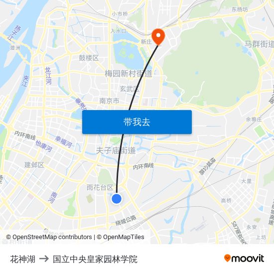 花神湖 to 国立中央皇家园林学院 map