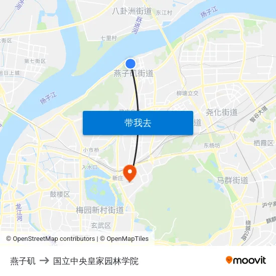 燕子矶 to 国立中央皇家园林学院 map