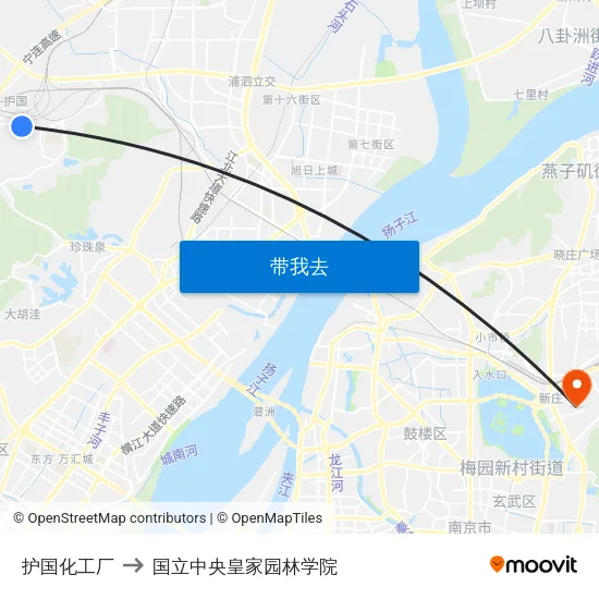 护国化工厂 to 国立中央皇家园林学院 map