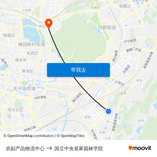 农副产品物流中心 to 国立中央皇家园林学院 map