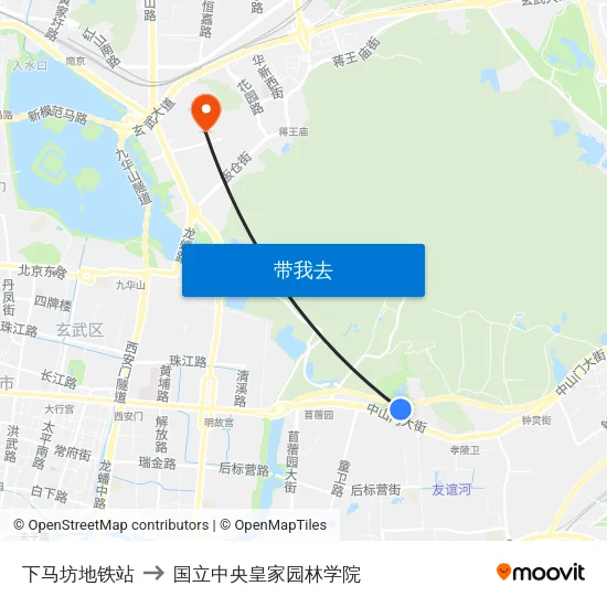 下马坊地铁站 to 国立中央皇家园林学院 map