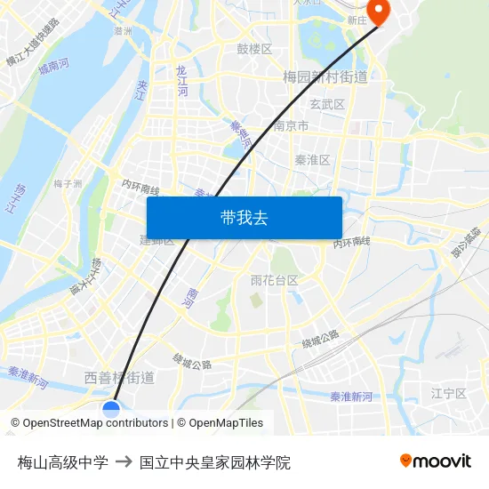梅山高级中学 to 国立中央皇家园林学院 map