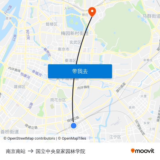 南京南站 to 国立中央皇家园林学院 map