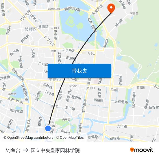 钓鱼台 to 国立中央皇家园林学院 map