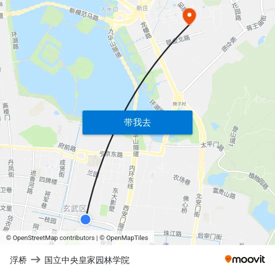 浮桥 to 国立中央皇家园林学院 map