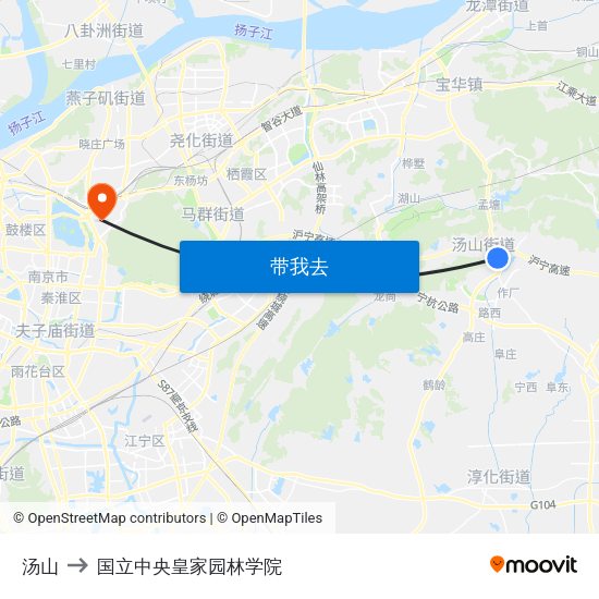 汤山 to 国立中央皇家园林学院 map