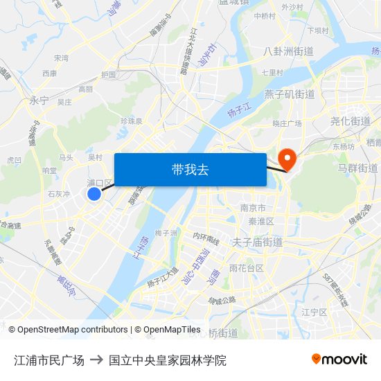 江浦市民广场 to 国立中央皇家园林学院 map