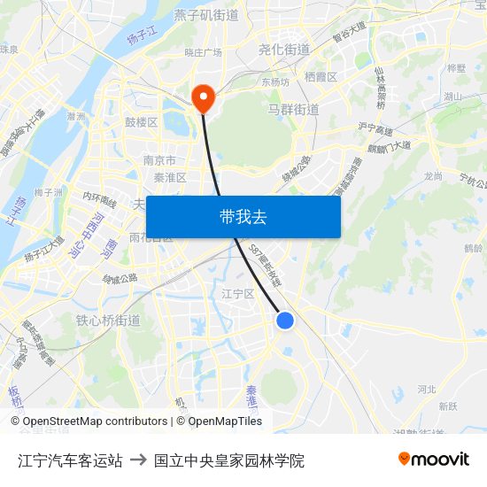 江宁汽车客运站 to 国立中央皇家园林学院 map
