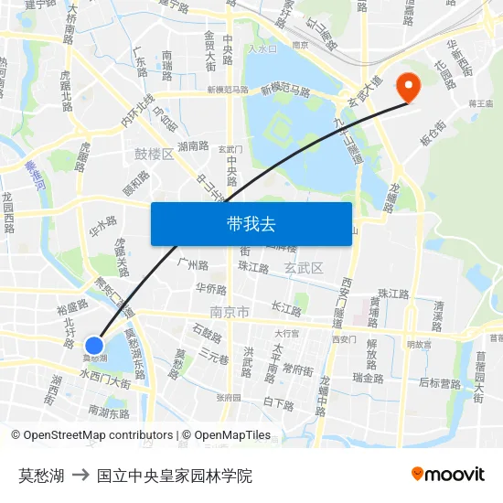 莫愁湖 to 国立中央皇家园林学院 map