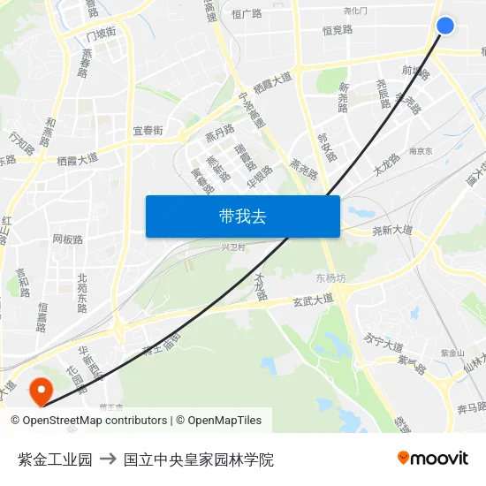 紫金工业园 to 国立中央皇家园林学院 map