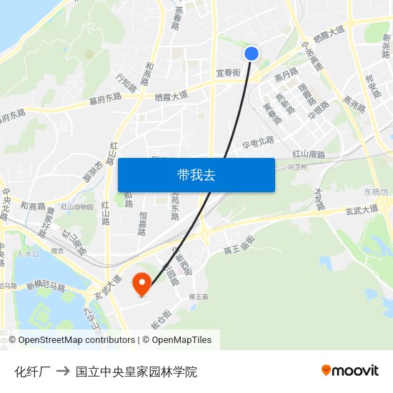 化纤厂 to 国立中央皇家园林学院 map